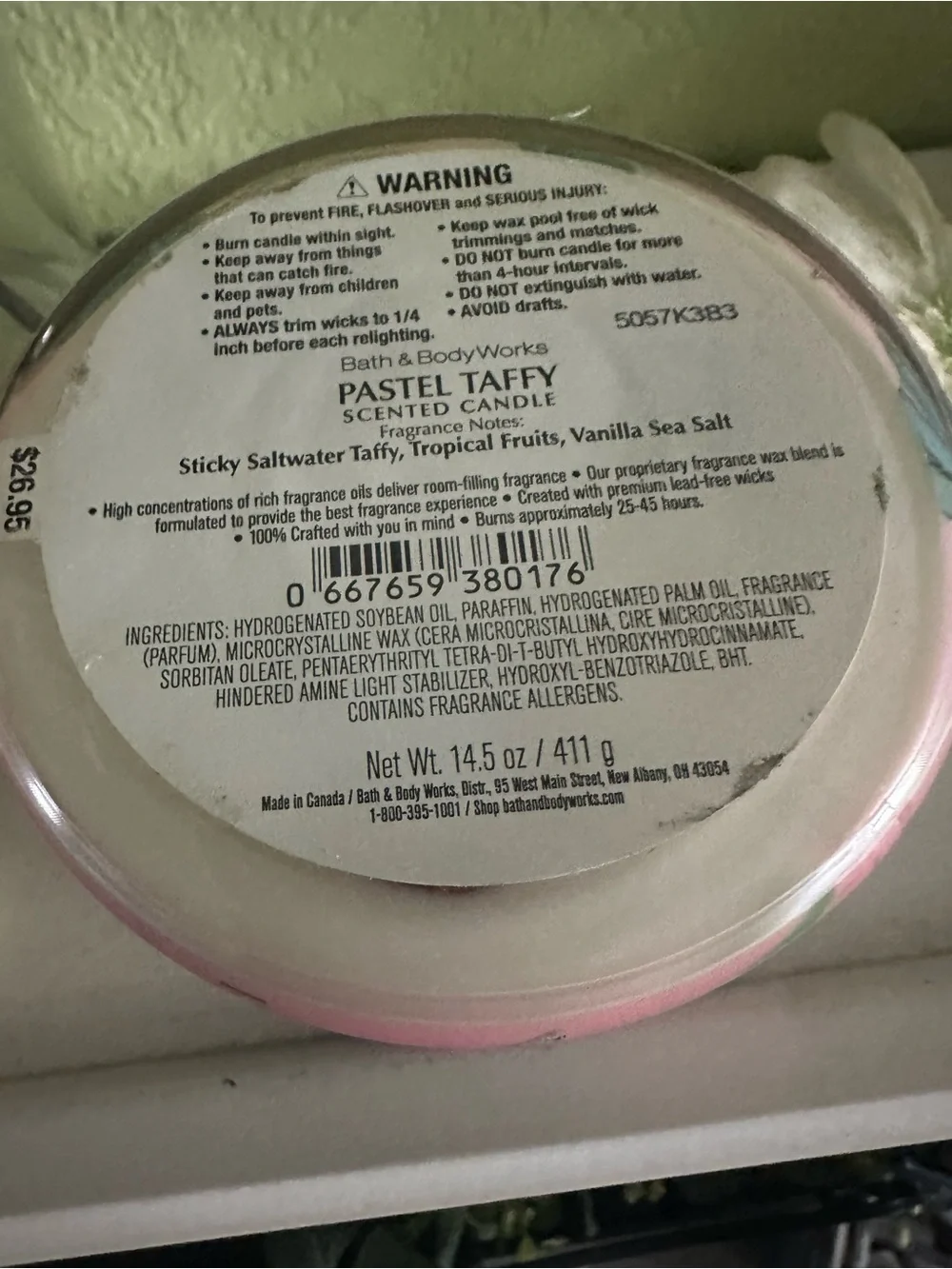 Bath & Body Works Pastel Taffy Scented Candle X2 - Pink